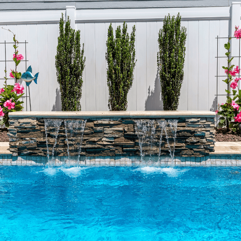 Fiberglass Plunge Pool with Travertine Patio