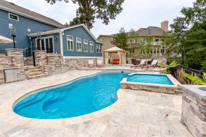 Spa flowing into pool