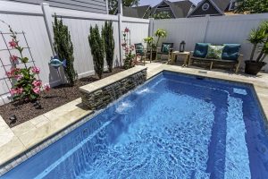 fiberglass pool with water feature
