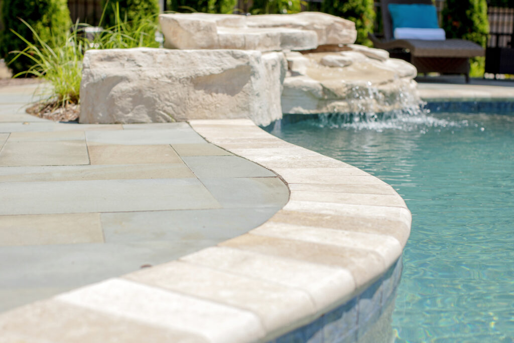 Rock Waterfall on freeform concrete pool