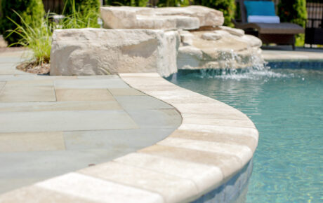 Rock Waterfall on freeform concrete pool