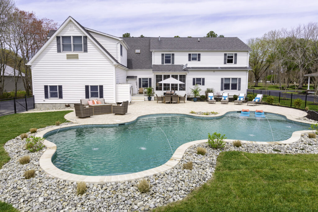 custom gunite pool with patio